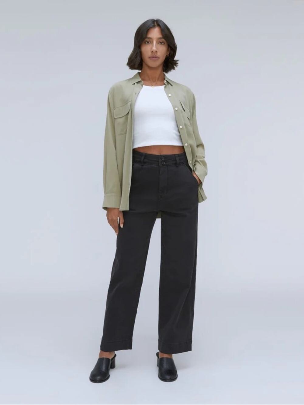 Everlane The Organic Wide-Leg Pant in Black NWT Size 2